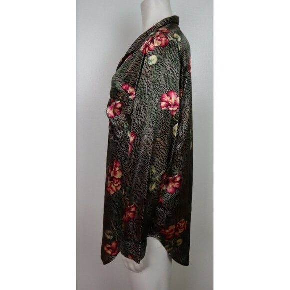 WOMEN'S FLORAL SATIN SLEEPSHIRT - NIGHTGOWN - PAJAMAS - IVY & ANNABELLE - SIZE M - Picture 5 of 7
